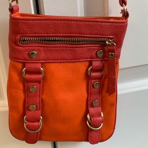 Orange shoulder strap purse